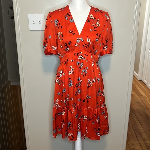 Jill Jill Stuart Floral-Print V-Neck Puff Sleeve Mini Dress Size 4 - Picture 5 of 15